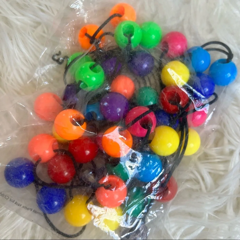 Y2K Neon Ball Hair Ties NWT Colorful 90s Ponytail Holders Lot